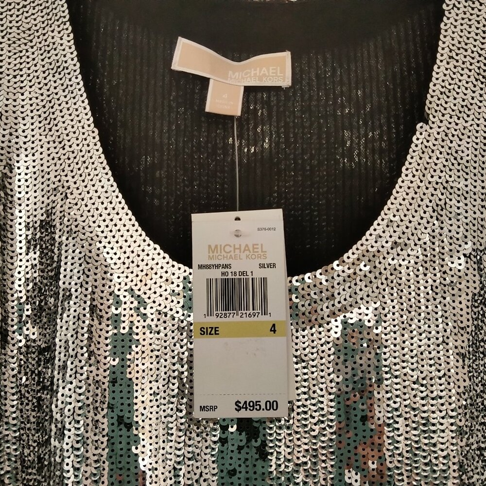 Micheal Kors  Silver Sequin Party Dress Size 4 - Picture 2 of 9